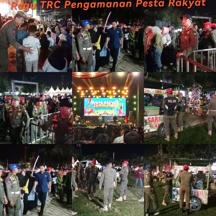 Satpol PP Kampar Amankan Pembukaan Pesta Rakyat HUT ke-76, Pedagang Ditertibkan Secara Humanis